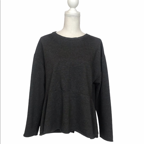 Zara Sport Grey Fleece Hi Low Crewneck Sweatshirt Small - Picture 2 of 8